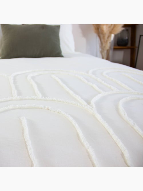 Parure de lit coton lavé tufté motif arches rétro 2 places blanc hera - Kiabi Parure de lit coton lavé tufté motif arches rétro 2 places blanc hera - Kiabi