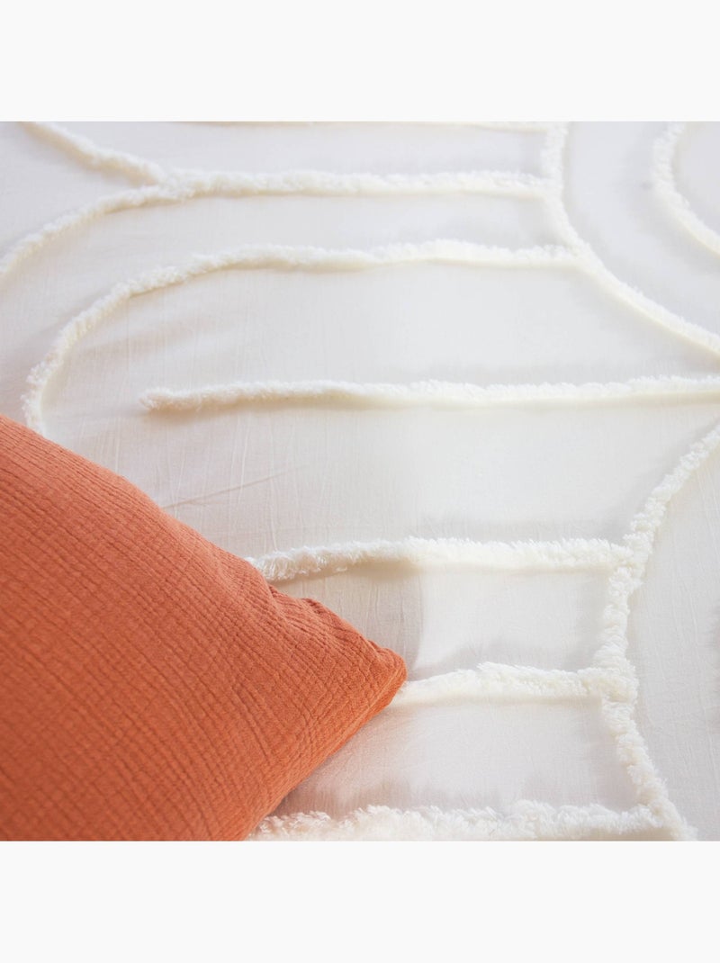 Parure de lit coton lavé tufté motif arches rétro 2 places blanc hera N/A - Kiabi