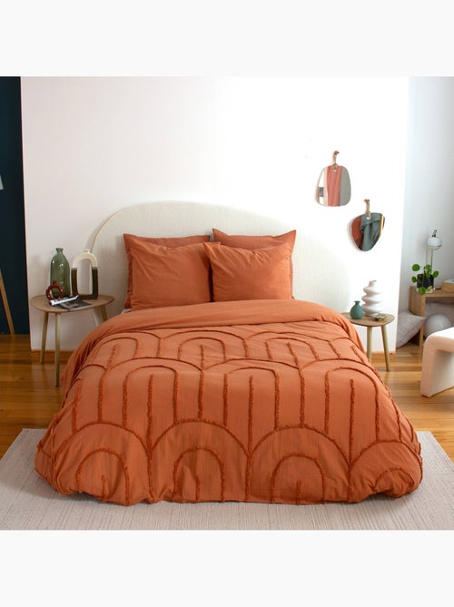 Parure de lit coton lavé tufté motifs arches rétro 2 places terracotta hera - Kiabi Parure de lit coton lavé tufté motifs arches rétro 2 places terracotta hera - Kiabi