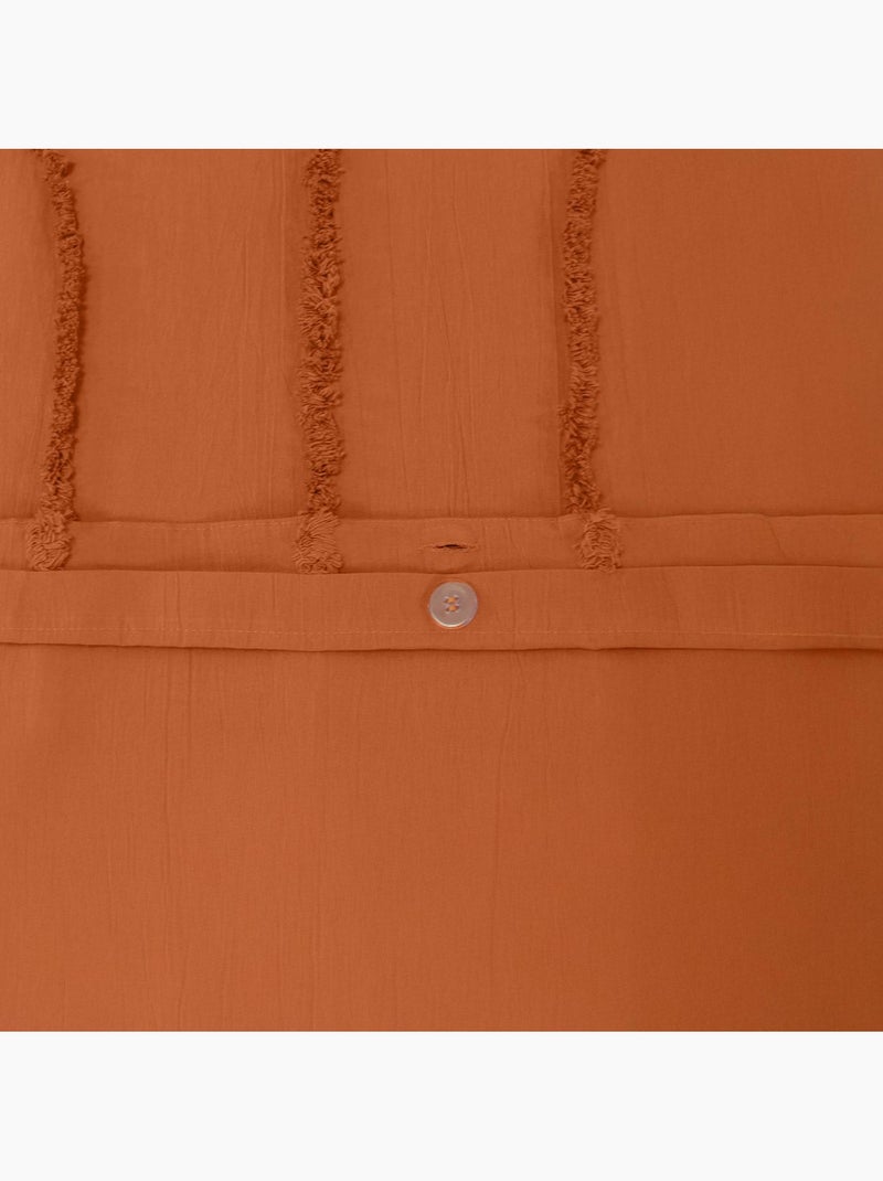 Parure de lit coton lavé tufté motifs arches rétro 2 places terracotta hera N/A - Kiabi
