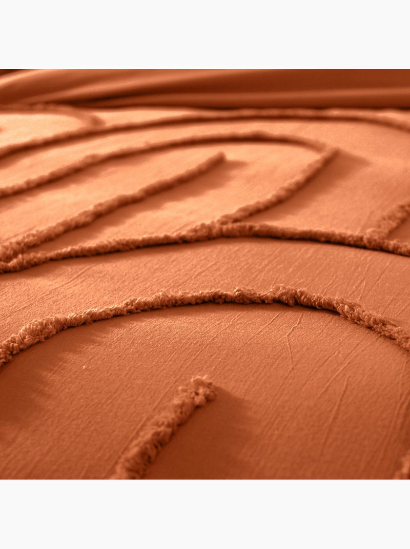 Parure de lit coton lavé tufté motifs arches rétro 2 places terracotta hera N/A - Kiabi