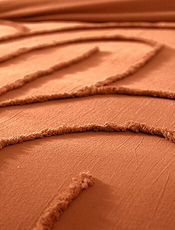 Parure de lit coton lavé tufté motifs arches rétro 2 places terracotta Hera