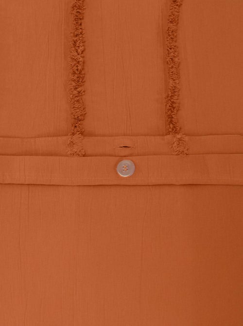 Parure de lit coton lavé tufté motifs arches rétro 2 places terracotta Hera - Kiabi