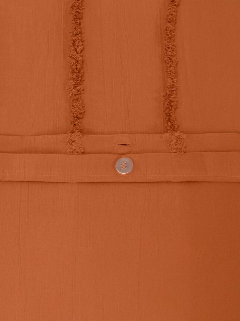 Parure de lit coton lavé tufté motifs arches rétro 2 places terracotta Hera Terracotta - Kiabi
