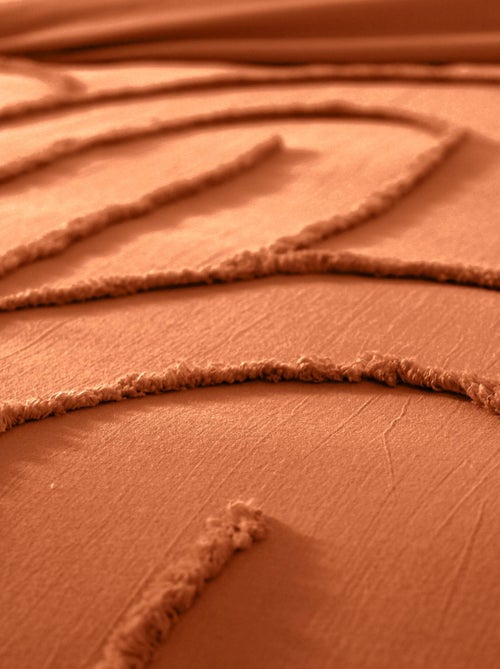 Parure de lit coton lavé tufté motifs arches rétro 2 places terracotta Hera - Kiabi