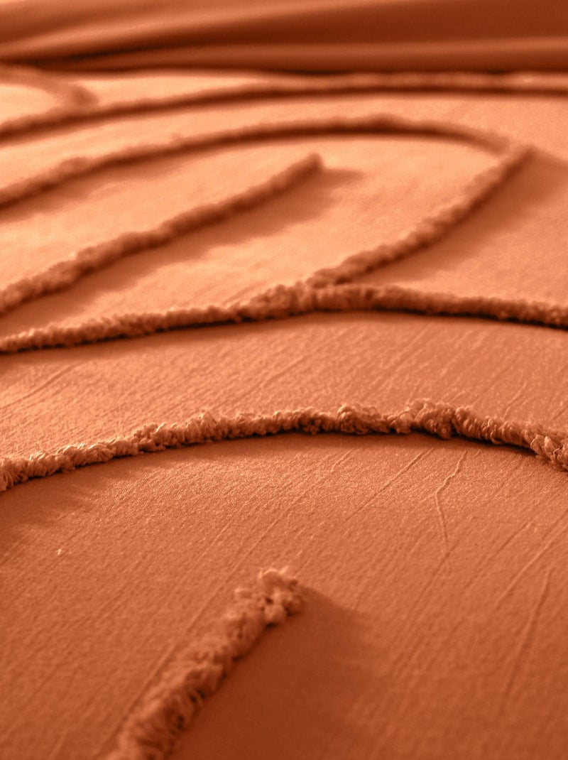 Parure de lit coton lavé tufté motifs arches rétro 2 places terracotta Hera Terracotta - Kiabi