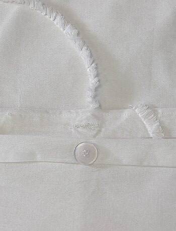 Parure de lit coton lavé tufté motifs arrondis 2 places blanc Hestia