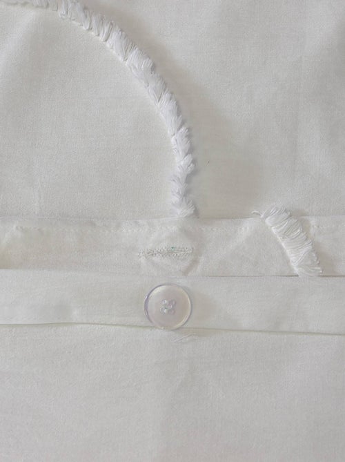 Parure de lit coton lavé tufté motifs arrondis 2 places blanc Hestia - Kiabi
