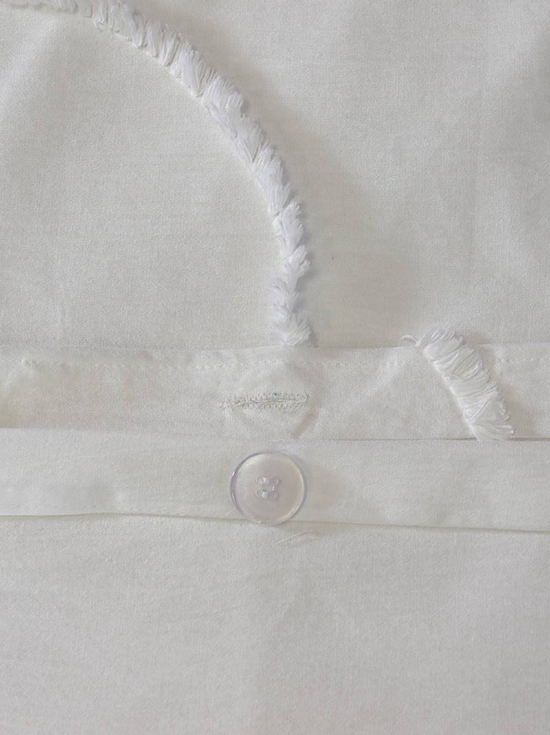 Parure de lit coton lavé tufté motifs arrondis 2 places blanc Hestia Blanc - Kiabi