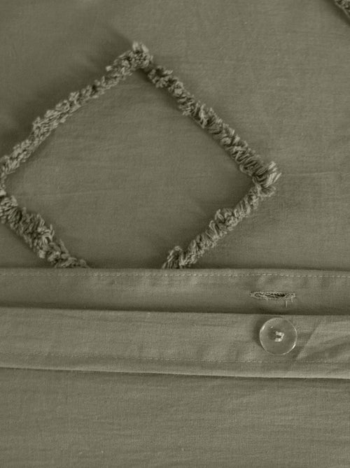 Parure de lit coton lavé tufté motifs ethniques 2 places vert Demeter - Kiabi Parure de lit coton lavé tufté motifs ethniques 2 places vert Demeter - Kiabi