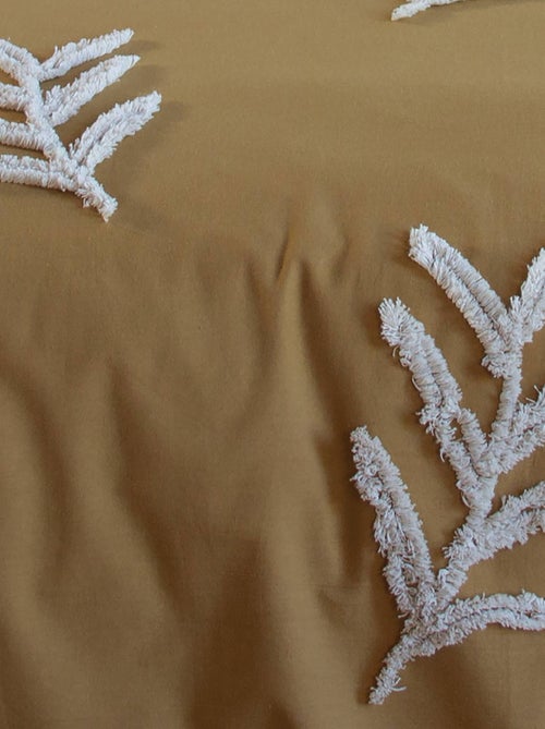 Parure de lit coton lavé tufté motifs végétaux 2 places moutarde Artemis - Kiabi