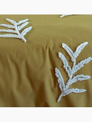 Parure de lit coton lavé tuftée feuilles