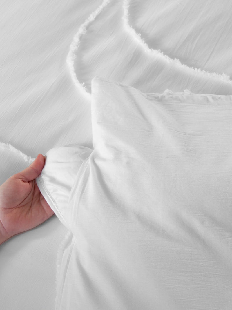 Parure de lit coton lavé tuftée géométrique abstrait Blanc - Kiabi