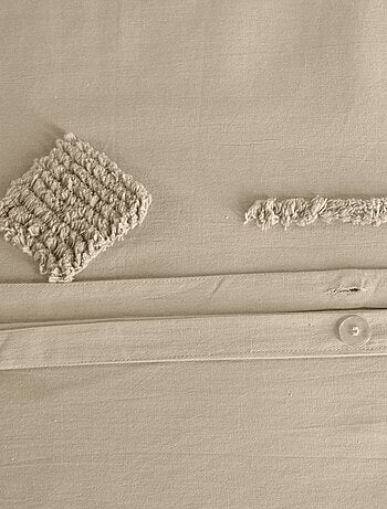 Parure de lit coton lavé tuftée géométrique