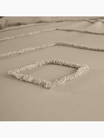 Parure de lit coton lavé tuftée géométrique