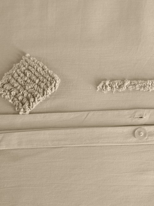 Parure de lit coton lavé tuftée géométrique - Kiabi