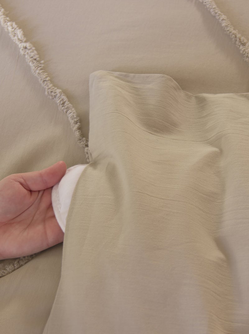 Parure de lit coton lavé tuftée géométrique Beige - Kiabi