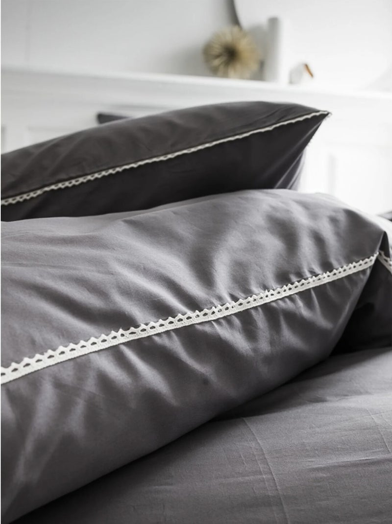 Parure de lit Coton Luxury Lace PROMO LINGE gris anthracite - Kiabi