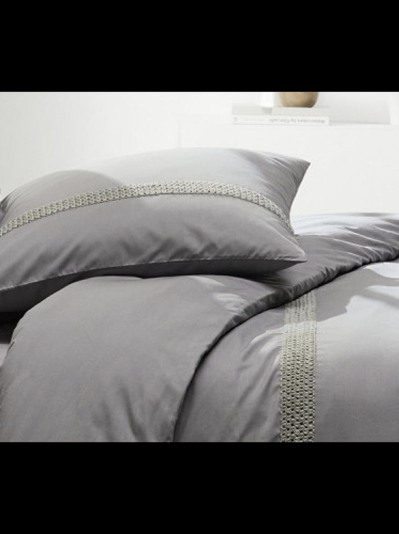 Parure de lit Coton Luxury Macrame PROMO LINGE Gris Argenté - Kiabi