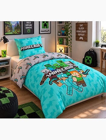 Parure de lit coton minecraft aymax