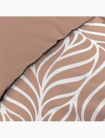 Parure de lit 3 pièces en coton feuille design housse + taies