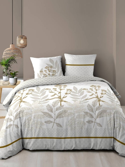 Parure de lit coton motif feuillage double face imprimée - Kiabi Parure de lit coton motif feuillage double face imprimée - Kiabi