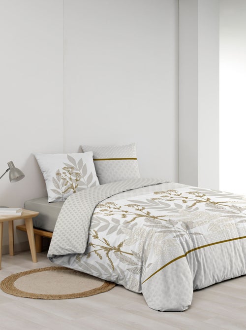 Parure de lit coton motif feuillage double face imprimée - Kiabi Parure de lit coton motif feuillage double face imprimée - Kiabi