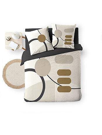 Parure de lit coton motif géométrique double face imprimée