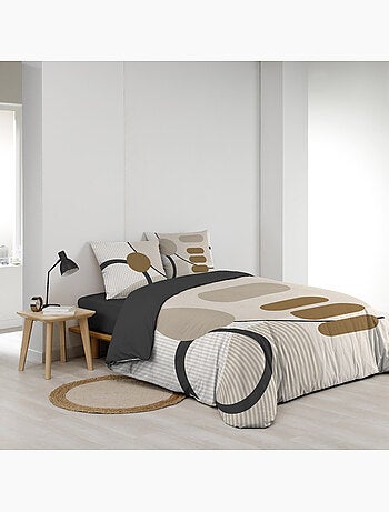Parure de lit coton motif géométrique double face imprimée