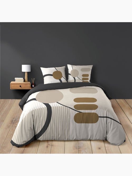 Parure de lit coton motif géométrique double face imprimée - Kiabi Parure de lit coton motif géométrique double face imprimée - Kiabi