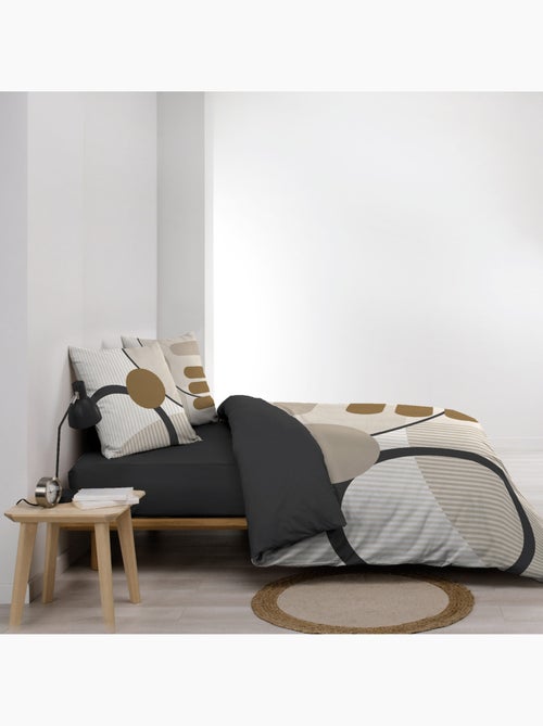 Parure de lit coton motif géométrique double face imprimée - Kiabi Parure de lit coton motif géométrique double face imprimée - Kiabi
