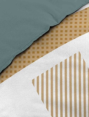 Parure de lit coton motif graphique double face imprimée