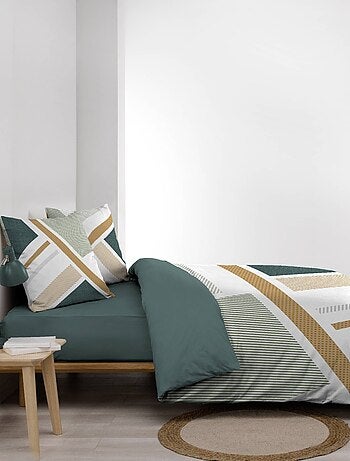 Parure de lit coton motif graphique double face imprimée