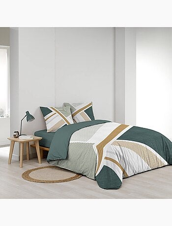 Parure de lit coton motif graphique double face imprimée