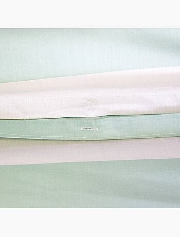 Parure de lit coton motifs rayures 2 places blanc et vert Tendora
