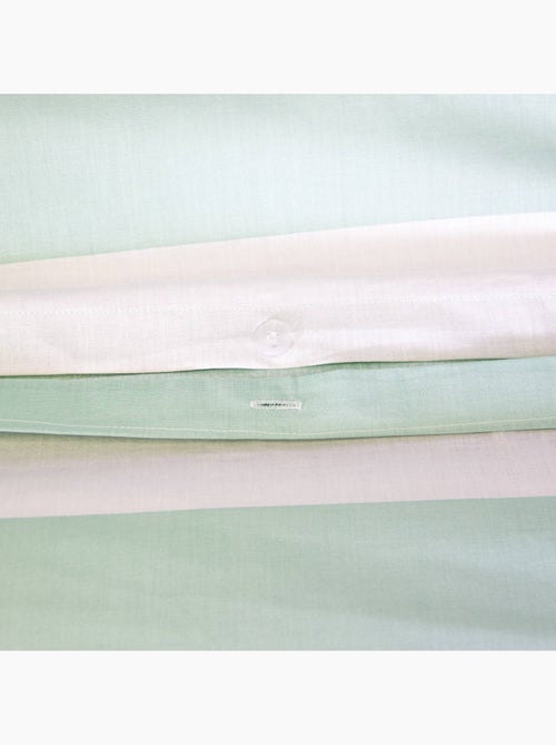 Parure de lit coton motifs rayures 2 places blanc et vert Tendora - Kiabi Parure de lit coton motifs rayures 2 places blanc et vert Tendora - Kiabi