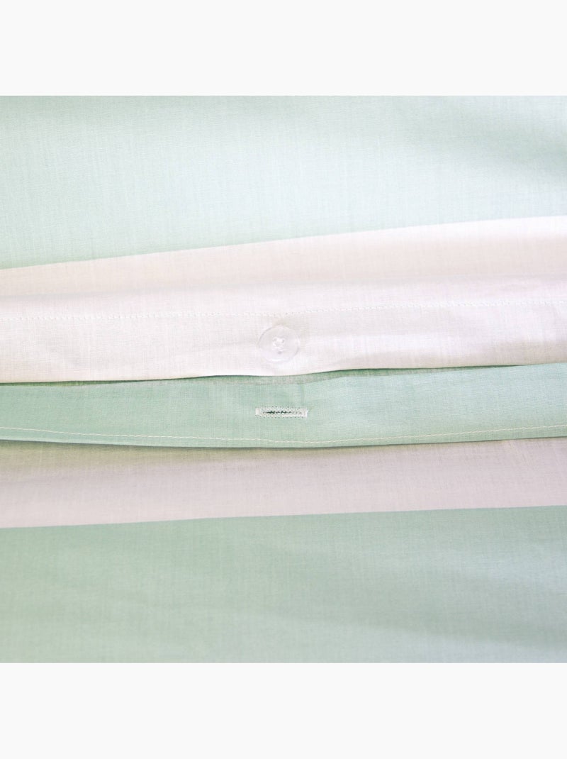 Parure de lit coton motifs rayures 2 places blanc et vert Tendora Blanc Vert Gris - Kiabi