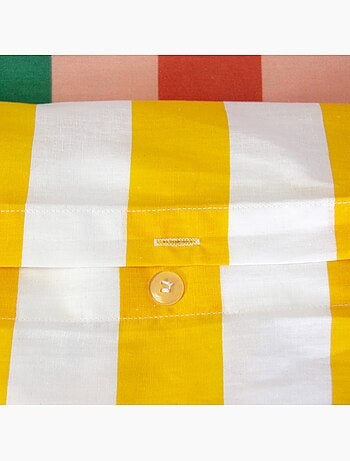 Parure de lit coton motifs rayures multicolore 2 places Aura