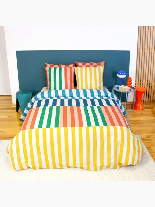 Parure de lit coton motifs rayures multicolore 2 places Aura - Kiabi Parure de lit coton motifs rayures multicolore 2 places Aura - Kiabi