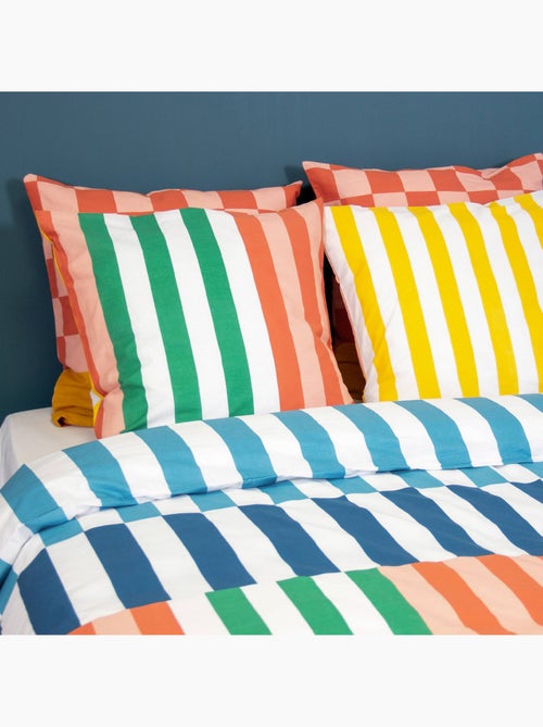 Parure de lit coton motifs rayures multicolore 2 places Aura - Kiabi Parure de lit coton motifs rayures multicolore 2 places Aura - Kiabi