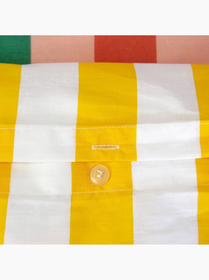 Parure de lit coton motifs rayures multicolore 2 places Aura Multicolore - Kiabi