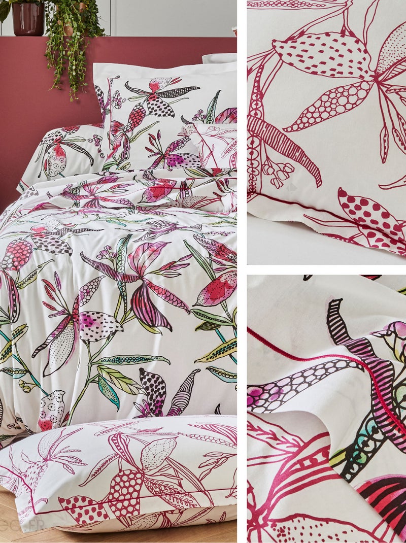 Parure de lit coton PÉNÉLOPE Taie 65x65 cm Rose - Kiabi