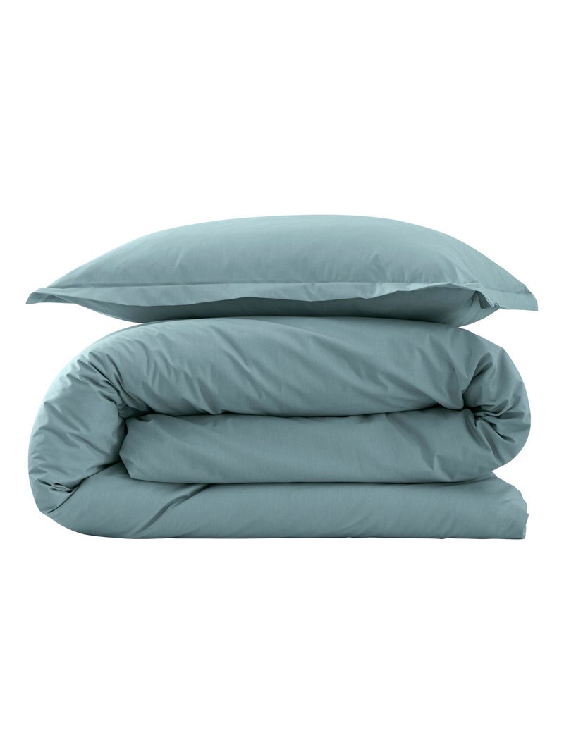 Parure de lit coton percale Bleu - Kiabi