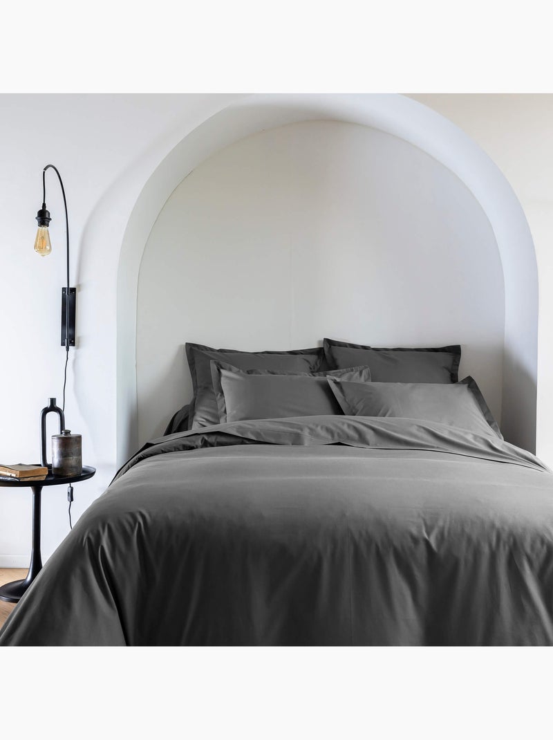 Parure de lit coton percale gris anthracite - Kiabi