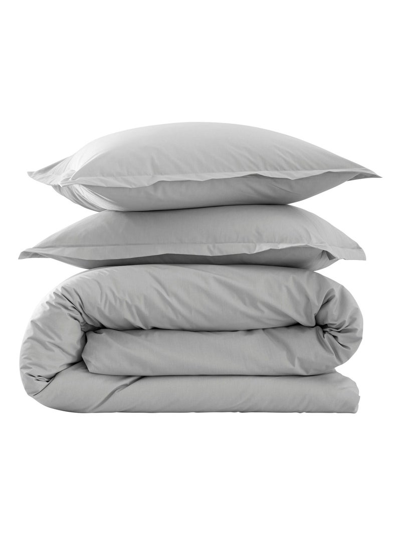 Parure de lit coton percale Gris - Kiabi
