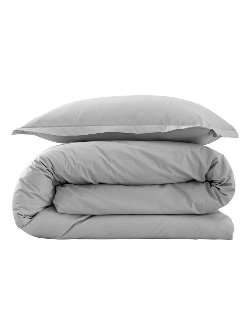 Parure de lit coton percale Gris - Kiabi