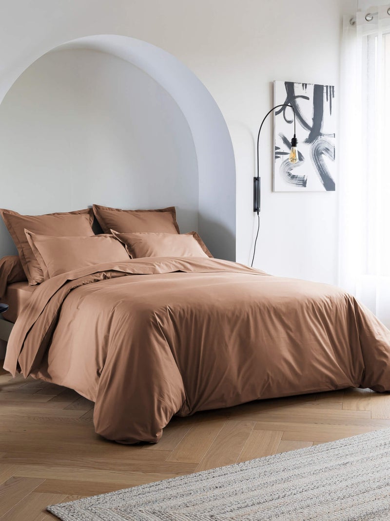 Parure de lit coton percale Marron - Kiabi