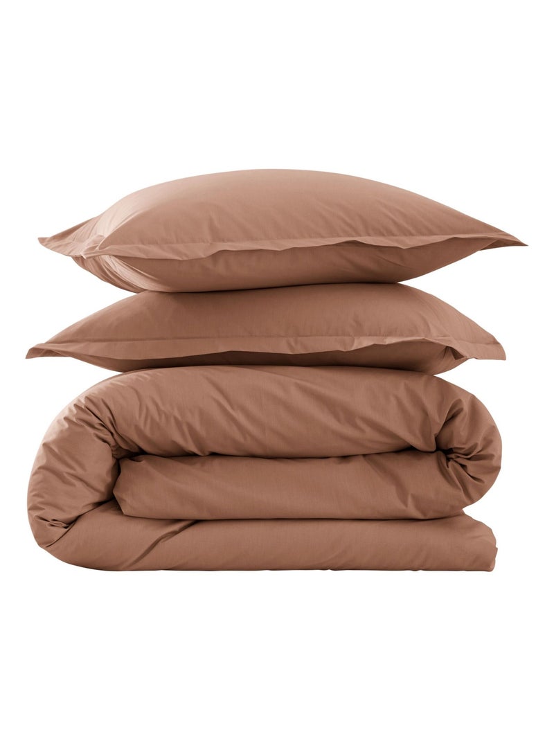 Parure de lit coton percale Marron - Kiabi