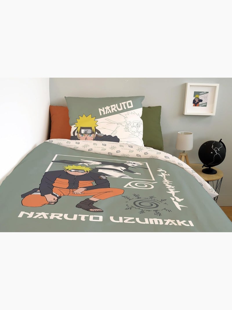 Parure de lit Coton PROMO LINGE Naruto Vert - Kiabi