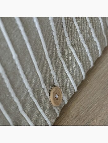 Parure de lit coton rayure beige